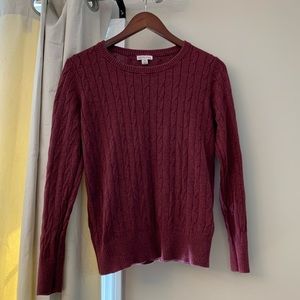 Burgundy Cable Knit Sweater - Size L